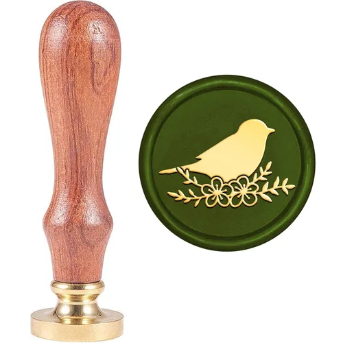 MAYJOYDIY Sello de cera de flor de pájaro, sello de cera vintage de pájaros y flores, sello de cera de 1.181 in extraíble de pájaro en rama de