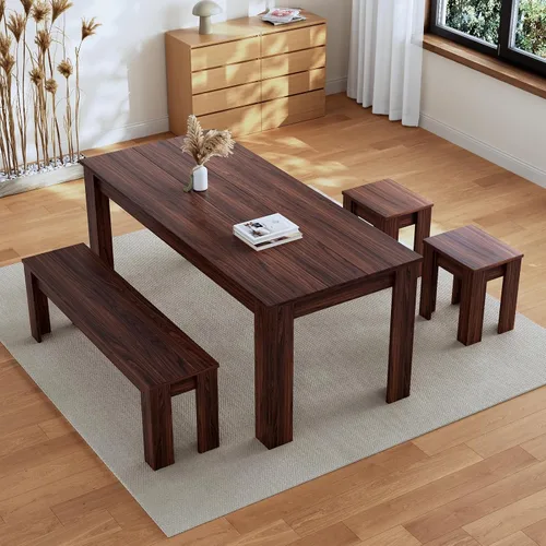 Miniatura 9 de HIPIHOM Juego de Mesa de Comedor de 62.9" para 6, Juego de Mesa de Cocina de Tablero MDF con 6 Sillas de Comedor de Tela, Juego de Mesa de Cocina
