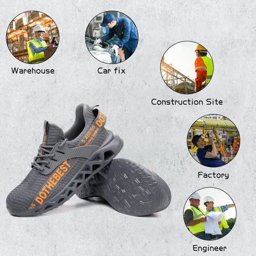 Miniatura 25 de Furuian - Tenis con punta de acero para hombres y mujeres, zapatos de seguridad ligeros, cómodos, a prueba de pinchazos, zapatos de trabajo
