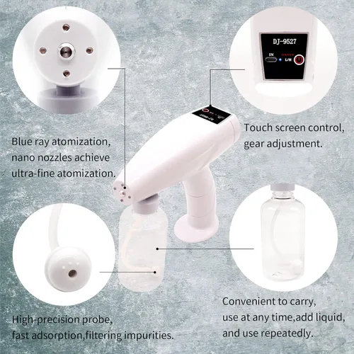 Miniatura 3 de Pistola pulverizadora portátil de nano alcohol, pistola de botella eléctrica, atomizador de mano de vapor inalámbrico para el hogar, oficina