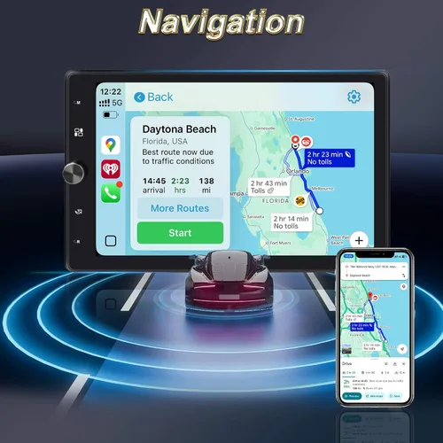 Miniatura 7 de Radio DIN única de 10.4 pulgadas inalámbrica Apple CarPlay con pantalla táctil IPS HD 1280 x 800 giratoria, radio para automóvil Android Auto