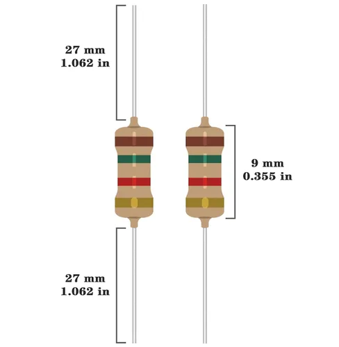 Miniatura 3 de Kit de resistencias de 25 valores 1/2W de Allecin, desde 1 ohmio hasta 1M ohmios, resistencias de película de carbono de 1/2 vatio 5%, surtido
