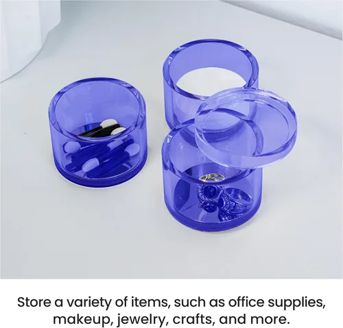 Miniatura 3 de OfficeGoods Soporte acrílico apilable de 3 niveles, elegante organizador de escritorio y almacenamiento para oficina o hogar, diseño redondo Plateado