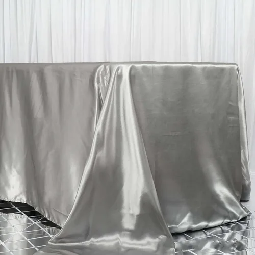 Efavormart - Mantel rectangular de satén, 90 x 156 pulgadas, suave, oblongo, lavable, mantel decorativo de tela sedosa para bodas, fiestas, Plata