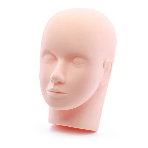 Miniatura 6 de Foraineam Paquete de 2 cabezales de entrenamiento de práctica de goma, maniquí de cosmetología, cabeza de cara para pestañas, maquillaje y masaje