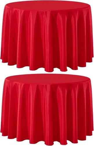 Miniatura 12 de Paquete de 2 manteles redondos de 90 pulgadas, manteles lavables de poliéster de lino decorativo para la mesa del comedor, banquetes, fiestas