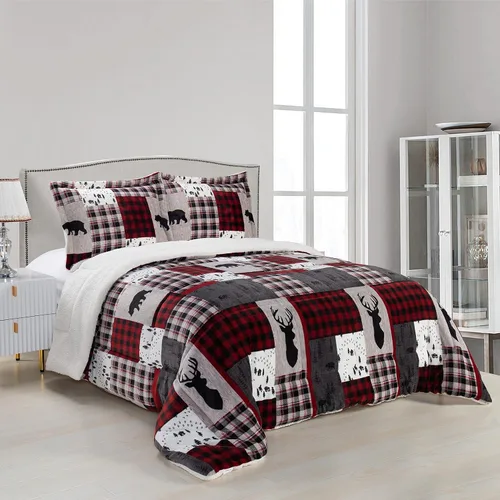 Miniatura 18 de Elegant Comfort Juego de edredón de calidad premium de peso pesado de micromink con respaldo de sherpa reversible alternativo al plumón de Negro