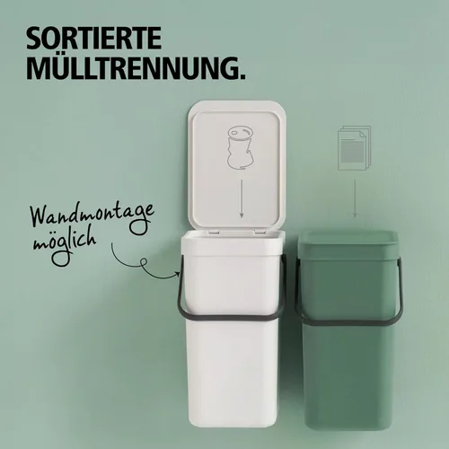 Miniatura 3 de Brabantia Sort & Go Cubo de Reciclaje 3.2 Galones (Verde Jade) Cubo de Basura de Plástico Eficiente en Espacio con Asa, Tapa Removible y Que