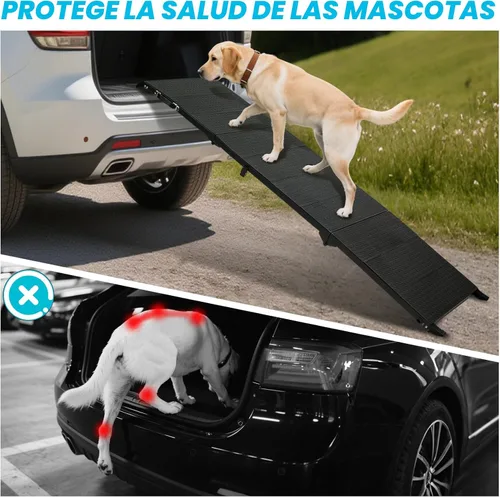 Miniatura 4 de Rampa para perros de 71 pulgadas de largo para automóvil, rampas plegables para mascotas para perros grandes con superficie antideslizante, rampa