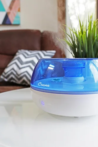 Miniatura 5 de Crane Humidificador ultrasónico personal de niebla fría, para el hogar, dormitorio, hoteles, viajes y oficina, 0.2 galones, sin filtro, azul y blanco