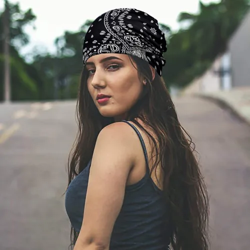 Miniatura 4 de Pañuelos de algodón para la cara para deportes, diadema, cuello, polaina, quimio, gorro para pérdida de cabello, gorro de noche