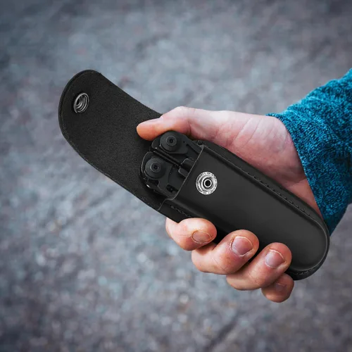 Miniatura 3 de Funda de cuero para cuchillos de bolsillo, estuche plegable de 4 pulgadas, funda multiherramienta duradera con cierre a presión y trabilla
