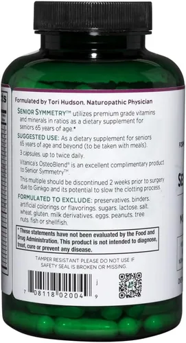 Miniatura 3 de Vitanica, Senior Symmetry, multivitaminas y minerales de 65 años en adelante, vegano, 180 cápsulas