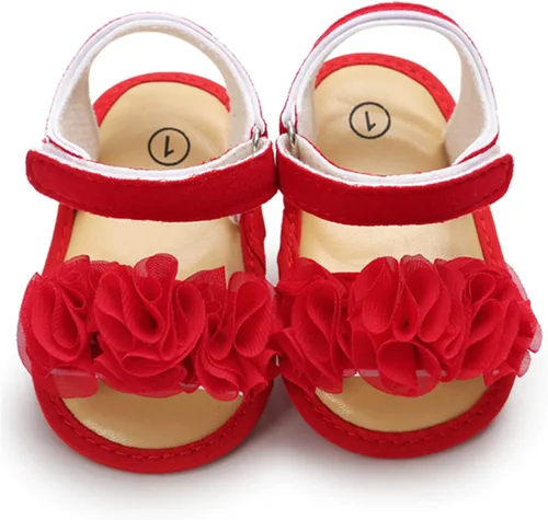 Miniatura 4 de COSANKIM Sandalias de verano para bebés y niñas con suela suave de flores, zapatos de vestir para cuna, recién nacidos, para recién nacidos