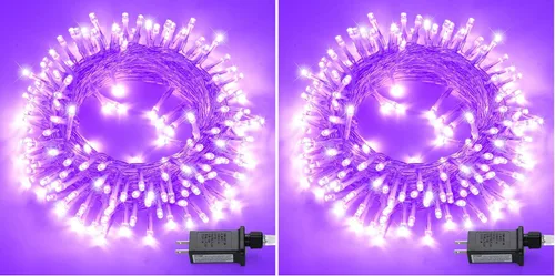 Miniatura 61 de JMEXSUSS Luces rojas blancas y azules con cable transparente, 66 pies, 200 luces LED para decoración del 4 de julio, luz de Navidad para celebración