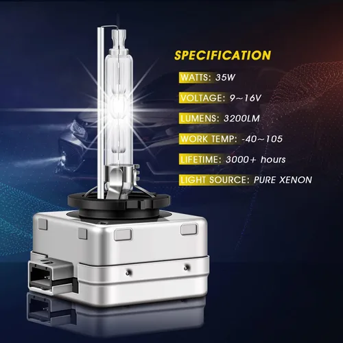 Miniatura 8 de TECTICO D1S - Bombillas de faro delantero de xenón HID, 6000K 35W color Blanco Frío, haz alto y bajo, 300% de brillo mejorado, base de soporte