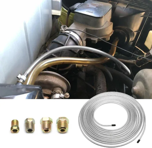 Miniatura 4 de Kit de línea de freno de cobre chapado en zinc de 25 pies de 3/16 - Incluye 16 conexiones de abocinado invertido - Kit de reparación universal