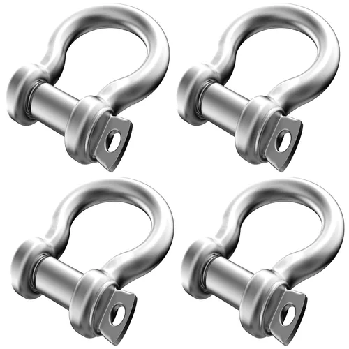 4 grilletes de anillo en D de acero inoxidable 304 de 5/16 pulgadas de 5/16 pulgadas para alambre de acero de tracción, 0.315 in