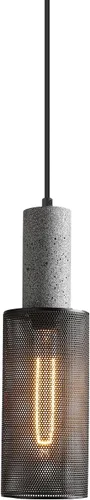 Paquete de 1 lámpara colgante moderna con hormigón y pantalla de metal negro de 4 pulgadas, lámpara colgante industrial, iluminación de techo, isla