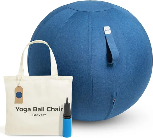 Miniatura 14 de Backerz Balance Ball Chair for Office & Home - Ergonomic Exercise Ball for Posture & Back Pain Relief, Yoga Ball Chair - Sitting Ball with Washable