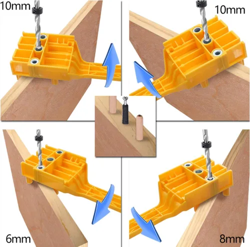 Miniatura 5 de 8 unids/set localizador de agujeros de perforación para carpintería, plantilla de clavija de clavija de conexión de tablero de madera, localizador