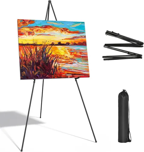 SunyesYoon Soporte de Caballete Negro de Exhibición para Letrero de Boda, Trípode Instantáneo para Artistas, Caballete de Piso Portátil Plegable