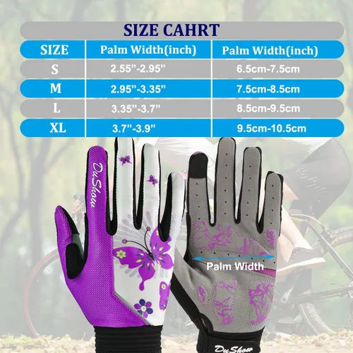 Miniatura 6 de DuShow - Guantes para bicicleta para mujer, guantes de entrenamiento floral rosa para mujer, guantes de ciclismo de dedos completos para conducir