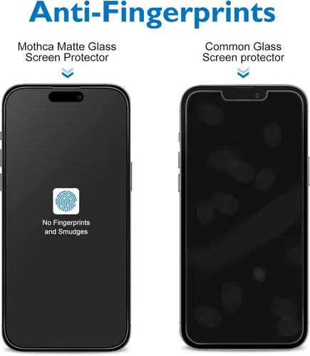 Miniatura 4 de Mothca - Protector de pantalla de vidrio mate para iPhone 14 Pro, antideslumbramiento y antihuellas, vidrio templado transparente, compatible