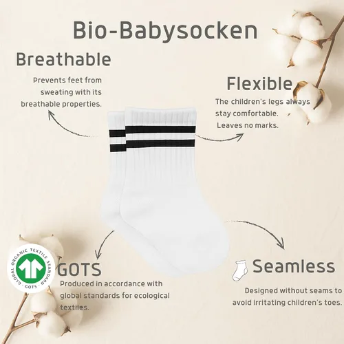 Miniatura 3 de bistyle Calcetines tobilleros con agarre para bebé, 6 pares, calcetines de algodón orgánico para recién nacidos, calcetines para niños y niñas