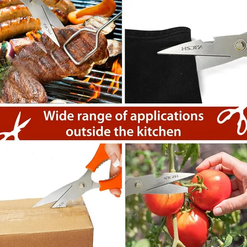 Miniatura 7 de Tijeras de cocina, multifunción, resistentes y aptas para lavavajillas, tijeras afiladas de acero inoxidable de grado alimenticio para alimentos