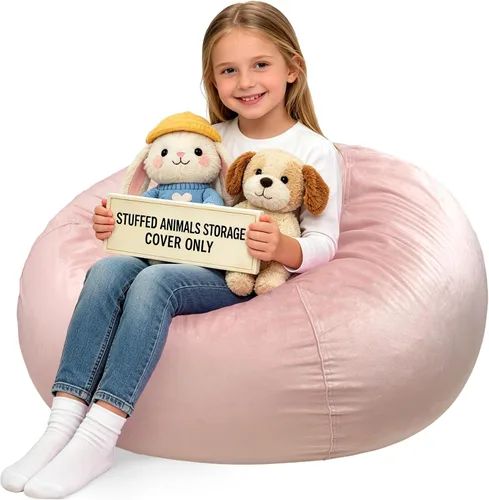 Miniatura 8 de Lukeight - Puf de almacenamiento de animales de peluche para niños, funda para puf de dinosaurio con cremallera para organizar la habitación