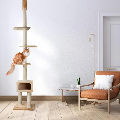 Miniatura 2 de TRIXIE Santander - Torre para gatos de suelo a techo, rascador de sisal ajustable de 96 a 108 pulgadas de altura, condominio para gatos, plataformas