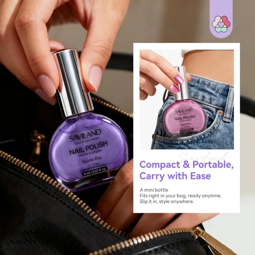 Miniatura 3 de SAVILAND Juego de esmaltes de uñas de secado rápido: 12 piezas de esmalte de uñas de 12 unidades sin 12 colores metálicos de esmalte de uñas