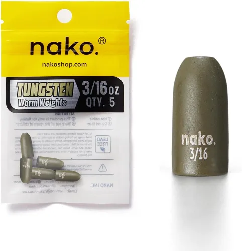 Miniatura 20 de Nako - Pesas de bala de tungsteno para pesca, de 1/32 oz a 3/4 oz, color calabaza negra y verde sin astillas, pesas de pesca para aparejo de Texas