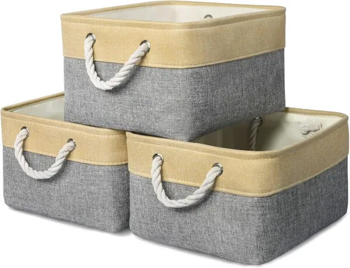 Miniatura 31 de TheWarmHome Contenedores de almacenamiento para estantes, tamaño mediano, 3 unidades, 13.8 pulgadas de largo x 9.8 pulgadas de ancho x 6.7 pulgadas