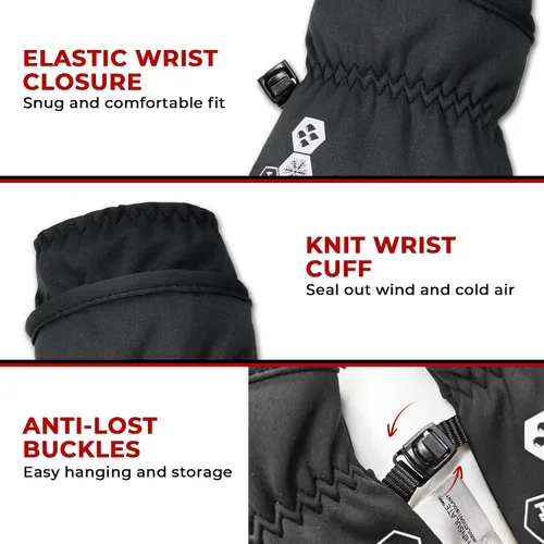 Miniatura 5 de HANDLANDY Guantes de invierno para hombres y mujeres, aislados impermeables para clima frío, guantes térmicos para ciclismo, esquí, equitación