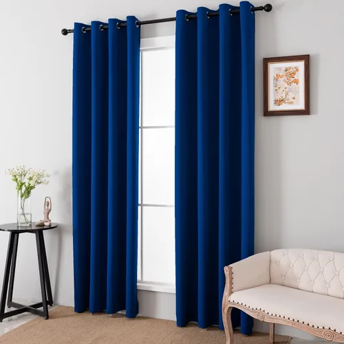 Miniatura 2 de Pickluc - Cortinas opacas con ojales de 84 pulgadas de largo, 2 paneles, cortinas de ventana con bloqueo de luz para sala de estar, aisladas Azul