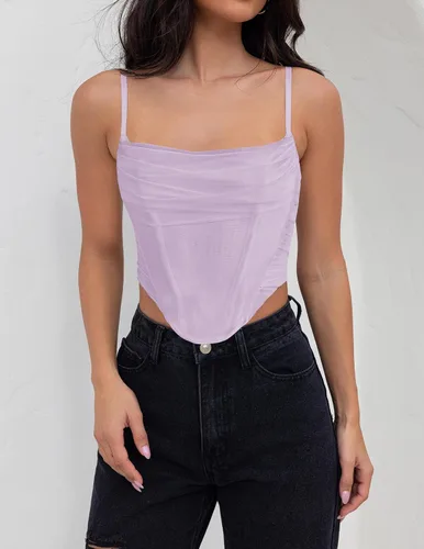 Miniatura 4 de ZESICA Corsé sexy para mujer, con tirantes delgados, espalda descubierta, Y2K, club, fiesta, corsé