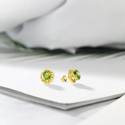 Miniatura 169 de Gem Stone King Aretes de plata de ley 925 de 0.236 in con piedra natal redonda para mujer