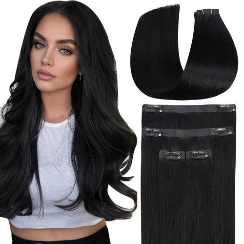 Miniatura 59 de Full Shine Extensiones de cabello humano con pinzas, cabello humano Remy invisible para mujer, color rubio platino, 20 pulgadas, 8 unidades, 4.23 oz