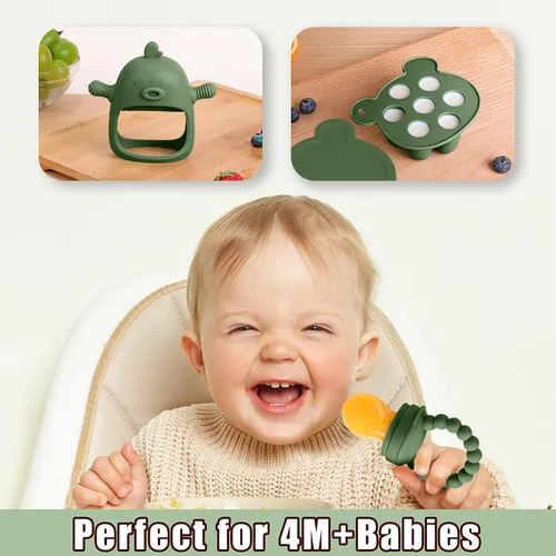 Miniatura 5 de Alimentador de frutas para bebé - Moldes de paletas de leche materna para aliviar la dentición - Paquete de 3 juegos de alimentación - 1 bandeja
