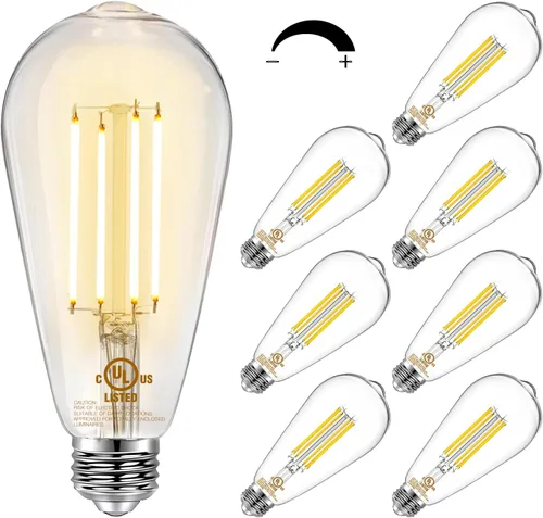 Miniatura 13 de DAYBETTER Paquete de 4 bombillas LED Edison vintage, bombilla LED E26 equivalente a 60 W, bombillas LED regulables, 8 W de alto brillo, 800 lúmenes