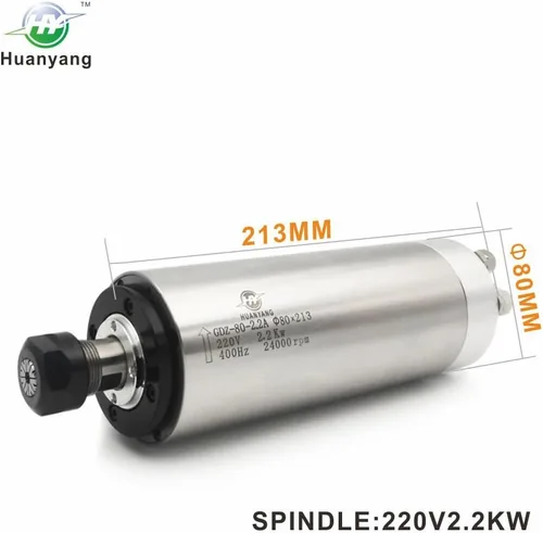 Miniatura 3 de Kits de motor de husillo CNC VFD: 220V 2.2KW CNC VFD+2.2KW 4bearings 400hz 0-24000rpm Φ80mm husillo refrigerado por agua+75W bomba de agua+3.150 in