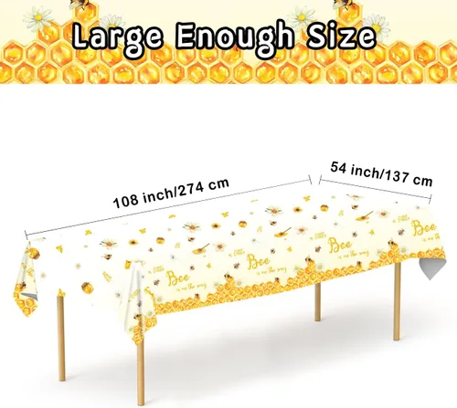 Miniatura 2 de 3 manteles y decoraciones con diseño de abejas pequeñas, manteles rectangulares de plástico desechables para niños y niñas, fiestas temáticas