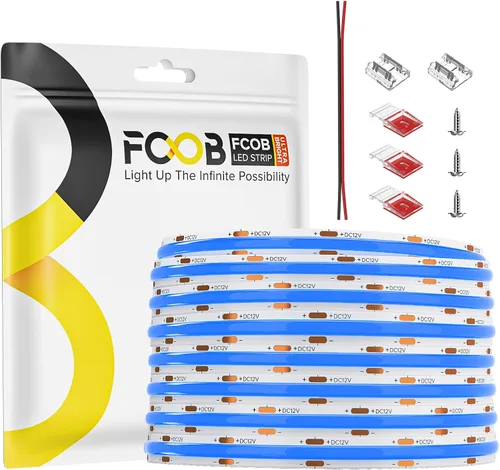 Miniatura 43 de Tira de luces LED COB DC24V de 16.4 pies, 6000 K, blanco frío, 320 LED, flexible, de alta densidad, uniforme, brillante, 9W/m, CRI90+ regulable