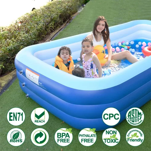 Miniatura 2 de Piscinas inflables, piscina inflable de tamaño completo de 118 x 66 x 21 pulgadas para niños y adultos, piscina familiar duradera, piscina infantil