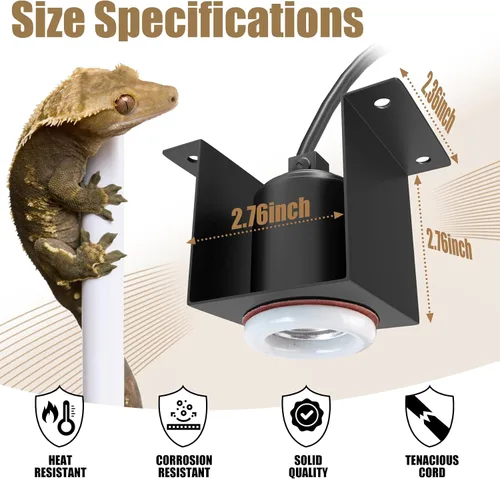 Miniatura 3 de Lámpara de calor de cerámica para reptiles, 2 soportes de luz de abrazadera de terrario para lagarto, gecko, serpiente, dragón barbudo, interruptor