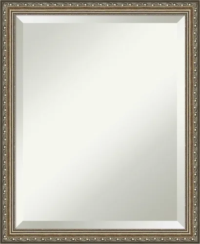 Amanti Art Espejo de baño de madera, espejo de pared plateado parisino para usar como espejo de tocador de baño sobre el fregadero (22.25 x 18.25