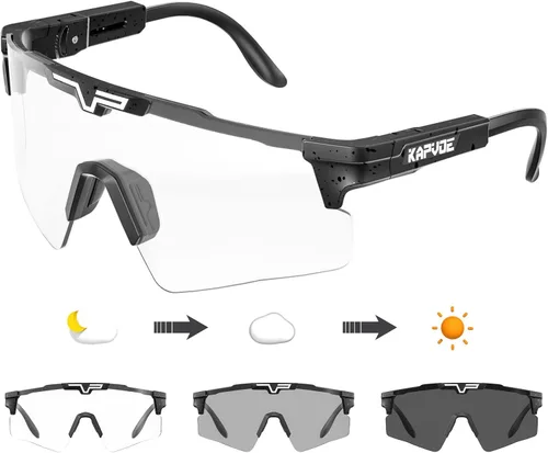 KAPVOE Gafas de ciclismo fotocromáticas Gafas de sol deportivas de bicicleta de montaña Gases transparentes MTB Gafas hombres mujeres Bicicletas