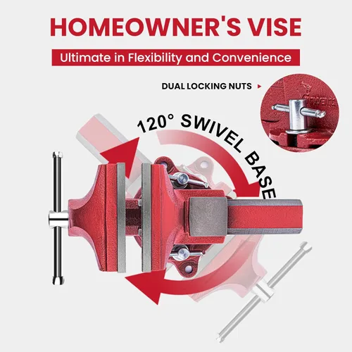 Miniatura 5 de Forward 1304 - Tornillo de banco de 4 pulgadas de hierro dúctil para el hogar, tornillo de banco de 4" para el propietario de la casa con yunque